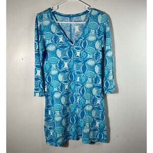 Womens Lilly Pulitzer Juliet Dress What a Raquet Pima Cotton S Blue‎